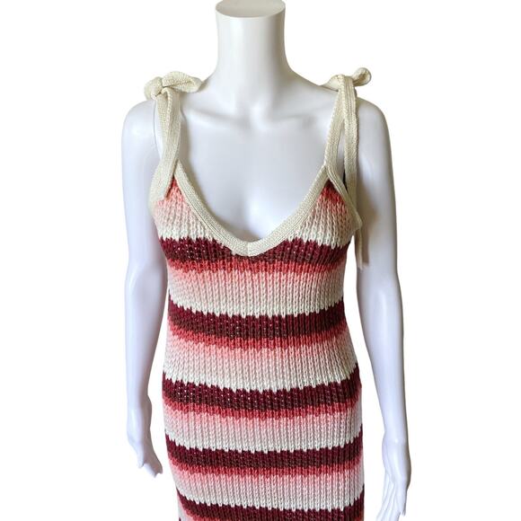 ZARA Womens Size Small Sleeveless Striped Tie Strap Sweater Knit Maxi Sun Dress - Picture 5 of 8
